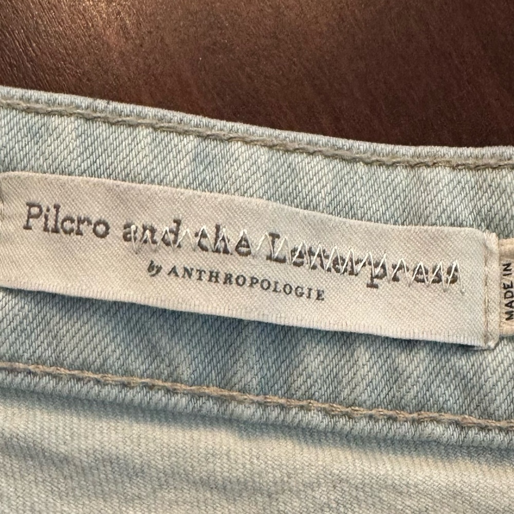 Pilcro and Letterpress Light Blue Denim Floral Raw Hem Shorts Size 30 - Picture 10 of 10
